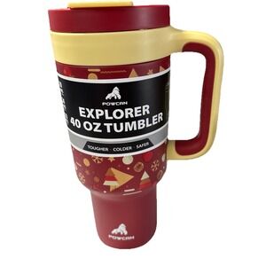 POWCAN 40 oz tumbler with handle and straw - Christmas Theme